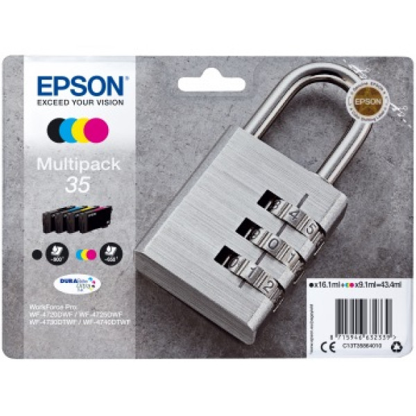 Pack 4 C.t. EPSON #35  WF4720 WF4725 WF4730 WF4740 KCMY Multipack 4-colores Ultra ink (candado)