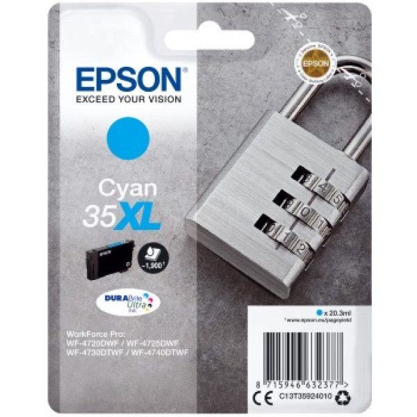 C.t.EPSON #35XL cyan WF4720 WF4725 WF4730 WF4740 DURABrite Ultra ink 20,3ml (candado)