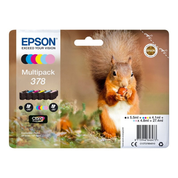 (6) C.t.EPSON #378 XP8500 Claria Photo HD  cyan, magent, amar, cyan cl, mag cl, neg (ardilla)