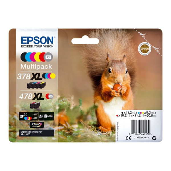 (6) C.t.EPSON #478XL XP8500 Claria Photo HD  gris,negro, amar.,cyan, mag., rojo  830p (ardilla)