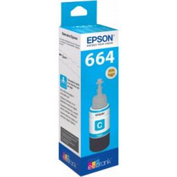 EPSON 664C EcoTank cyan ink bottle 70ml. L355 L365 ET555 ET2600 ET4500 ET4550 ET14000