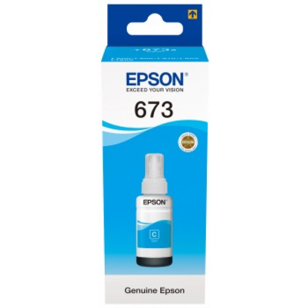 EPSON 673 EcoTank cyan ink bottle 70ml L800 L805 L810 L850 L1800 recarga tinta cián