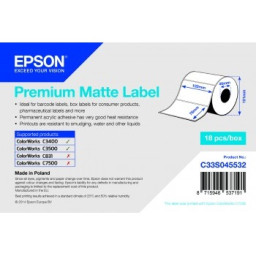 Rollo etiquetas EPSON Premium Matte Lab ColorWorks C3400 C3500 C831 C7500 - 102mm x 76mm, 440etiq.