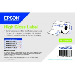 Rollo etiquetas EPSON High Gloss Label ColorWorks C3400 C3500 C831 C7500 - 102mm x 152mm, 210etiq