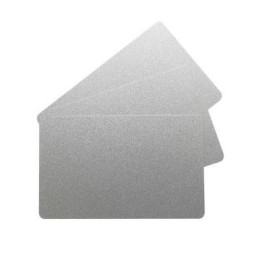 (100) Tarjetas EVOLIS PVC color plateado imprimibl PVC blank cards 30MIL silver color