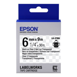 C.6mm EPSON Labelworks negro sobre transp. 9m. (LK-2TBN) LW300 LW400 LW1000