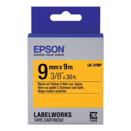 C.9mm EPSON Labelworks negro sobre amarillo 9m. (LK-3YBP) LW300 LW400 LW1000
