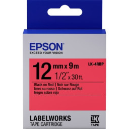 C.12mm EPSON Labelworks negro sobre rojo 9m. (LK-4RBP) LW300 LW400 LW1000