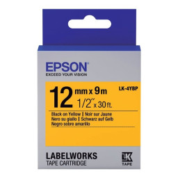 C.12mm EPSON Labelworks negro sobre amarillo 9m. (LK-4YBP) LW300 LW400 LW1000