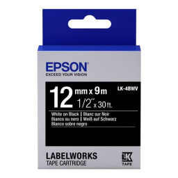 C.12mm EPSON Labelworks blanco sobre negro 9m. (LK-4BWV) LW300 LW400 LW1000