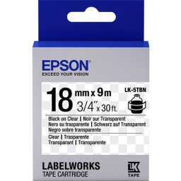 C.18mm EPSON Labelworks negro sobre transparen 9m. (LK-5TBN) LW400 LW600 LW900 LW1000