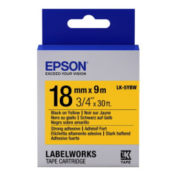 C.18mm EPSON Labelworks negro sobre amarillo 9m. (LK-5YBW) LW400 LW600 LW1000