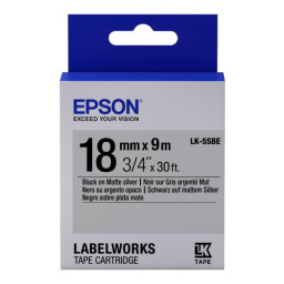 C.18mm EPSON Labelworks negro s/plata mate 9m. (LK-5SBE) LW400/LW900P