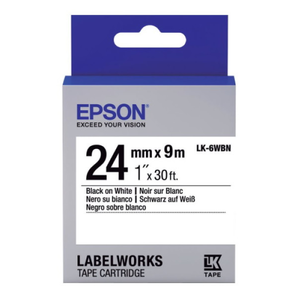 C.24mm EPSON Labelworks negro sobre blanco 9m. (LK-6WBN) LW600 LW700 LW900 LW1000