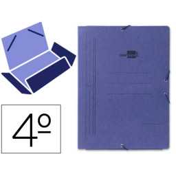 Carpeta gomas LIDERPAPEL 4º  3 solapas cartón azul