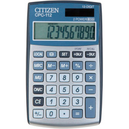 Calculadora CITIZEN sobremesa CPC-112 12 dígitos  120x72x9mm 2-power solar+litio