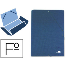 Carpeta gomas LIDERPAPEL FOLIO 3 solapas  cartón forrado, color azul (25263)