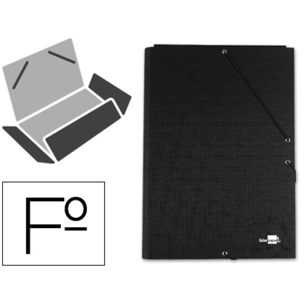 Carpeta gomas LIDERPAPEL FOLIO 3 solapas  cartón forrado, color azul (24741)