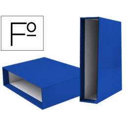 Caja archivador de palanca LIDERPAPEL FOLIO cartón Classic Azul 82 mm