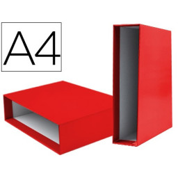 Caja archivador de palanca LIDERPAPEL A4 Rojo cartón 82 mm