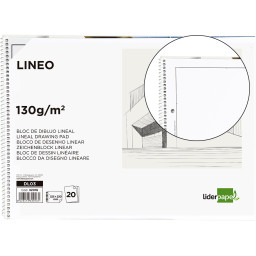 Block dibujo LIDERPAPEL folio 20 hojas 130gr espiral