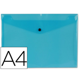 Carpeta dossier LIDERPAPEL DIN A4 azul cla.transp. tipo broche, plástico polipropileno, para 50 hojas