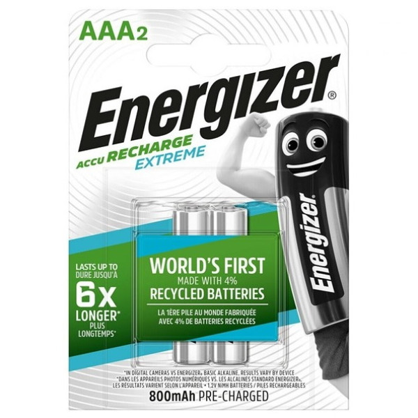 (2) Pilas ENERGIZER Recargable AAA - HR3 800mAh, 12V, NiMH - 6x Recharge Power Plus