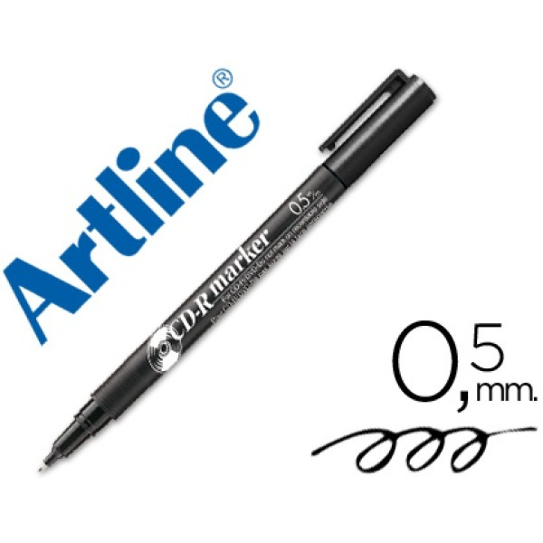 Rotulador ARTLINE para CD punta de fibra redonda de 0,5mm color negro permanente (CD-R marker)