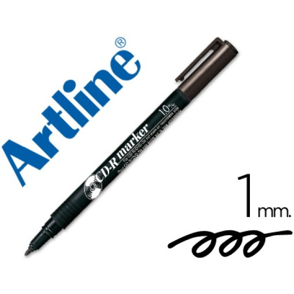 Rotulador ARTLINE para CD punta de fibra redonda de 1,0mm color negro permanente (CD-R marker)