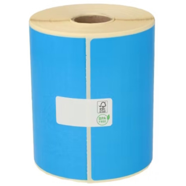 Rollo etiquetas térmicas 50x25mm 2500et. transf.térm.core 25mm, couché fondo azul