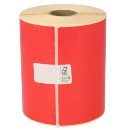 Rollo etiquetas térmicas 50x25mm 2500et. transf.térm.core 25mm, couché fondo rojo Rollo etiquetas térmicas 50x25mm 2500et. transf.térm.core 25mm, couché fondo rojo