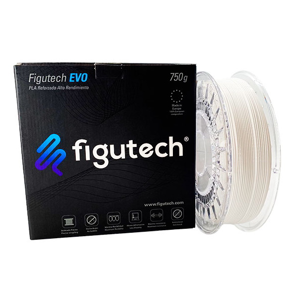 Filamento 3D FIGUTECH EVO - PLA 1,75mm blanco 750g. Poly-Lactic Acid (PLA) alto rendimiento