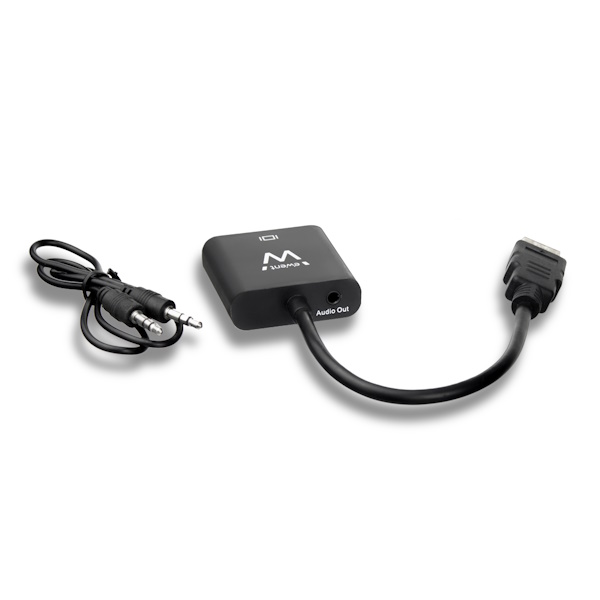 EWENT adaptador vídeo HDMI/M a VGA/H con audio jack 3.5mm y cable 10cm