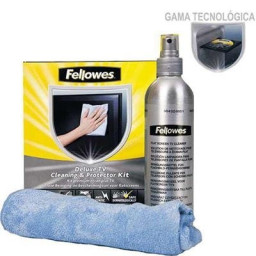 FELLOWES Kit limpiador TV y pantallas LCD bote spray 250ml y gamuza antiestática