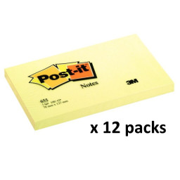 (12) Bloc notas POST-IT amarillo 76x127mm 100h/bloc (655)