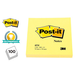 Bloc notas POST-IT amarillo 76x76mm 100h/bloc (654)