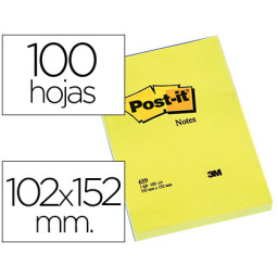 (1) Bloc notas POST-IT amarillo 102x152mm 100h/bloc (659)