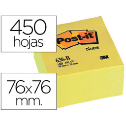 Cubo notas POST-IT amarillo 76x76mm 450h. (636-B)