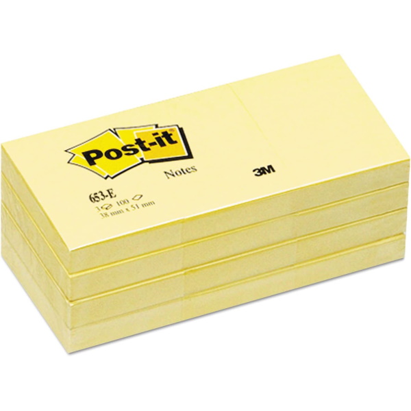 (12) Blocs de 100 notas adhesivas POST-IT 38x51mm amarillas (653E)