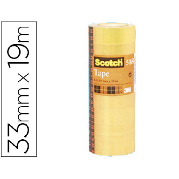 (8) SCOTCH Cinta transparente 508 19mmx33m (508/1933 AE) (pack acordeón de 8 rollos)