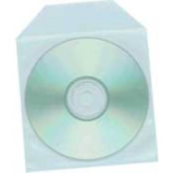Pack de 100 fundas CD/DVD plástico liso con solapa modelo calidad - 100 micras grosor