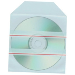 Pack de 100 fundas CD/DVD plástico liso con banda autoadhesiva - 100 micras grosor