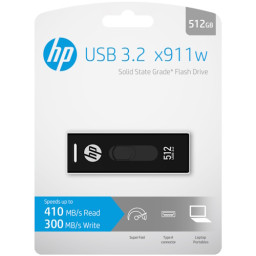 HP Solid State flash drive x911w 512GB USB 3.2 USB-A  Lect.410MB/s Escr.300MB/s 4x