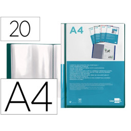 Carpeta personalizable con fundas fijas LIDERPAPEL polipropileno, 20h A4, marco color verde