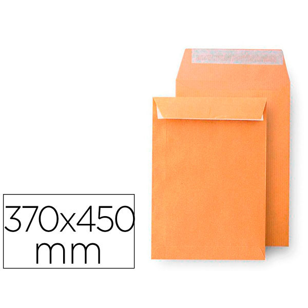 (100) Sobres LIDERPAPEL Kraft 370 x 450 mm Tira de silicona, 90 gr.