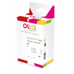 Ct. reman. OWA: HP 338 negro + 343 color pack 2 (comp.C8765EE + C8766EE)