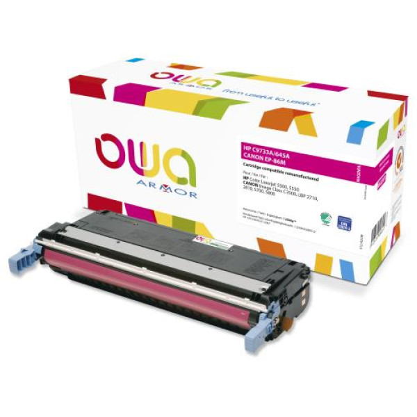 Toner reman OWA: HP Color Lj 5500 5550 LBP2710 12.000p. Std C9733A / 645A magenta