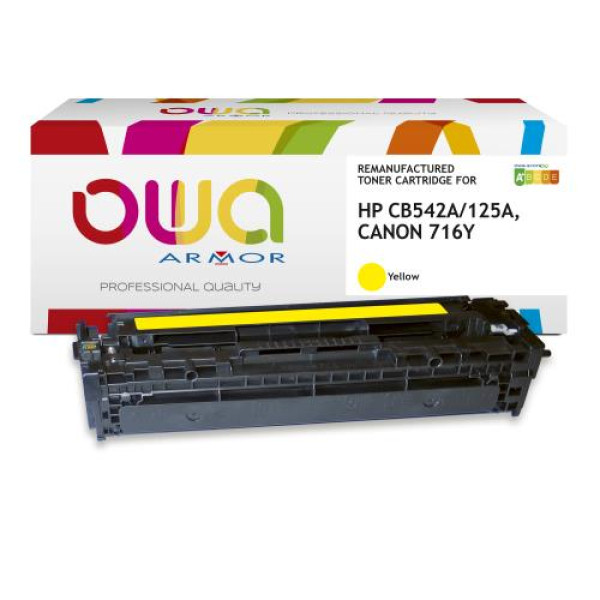 Toner reman OWA: HP Lj CP1210 CP1215 CP1510 1.400p. Std CB542A / 125A amarillo