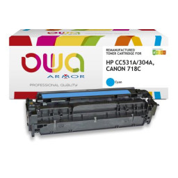 Toner reman OWA: HP Color Lj CP2020 CM2320 CM2720 2.800p. Std CC531A / 304A cyan