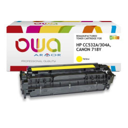 Toner reman OWA: HP Color Lj CP2020 CP2025 CM2320 2.800p. Std CC532A / 304A amarillo